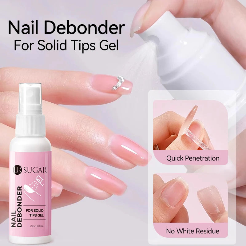 UR SUGAR 55ml Nail Debonder For Solid Tips Gel Spray Nail Tips Remover Liquid False Nails Cleaning Reusable Manicure Nail Supply