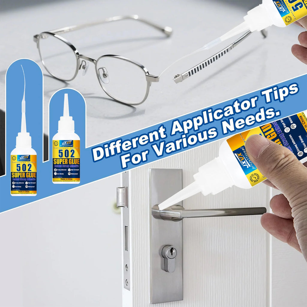 JXVX 1-5pcs High-Strength 502 Super Glue Instant Adhesive High-Temperature Resistant Bonding Agent Suitable for Metal, Plastic, PVC, and Wood Powerful Liquid Glue Tool with Dispenser Included.