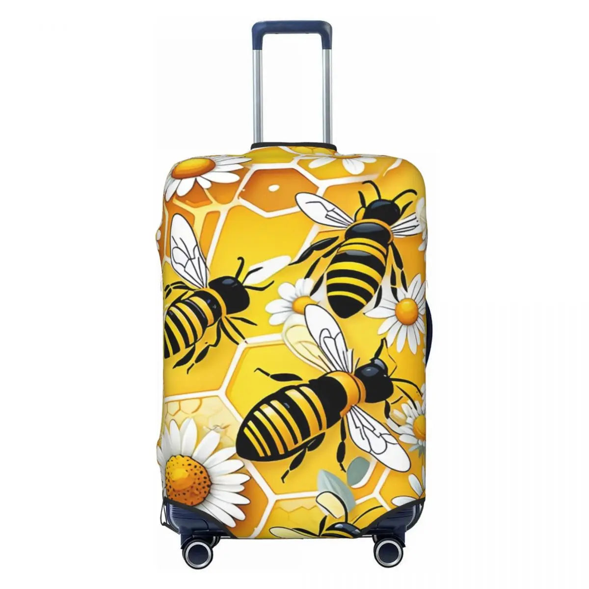 Honeycomb With Bees Suitcase Cover Elastic Cute Honey Bumblebee Luggage Protective Covers for 18-32 inch
