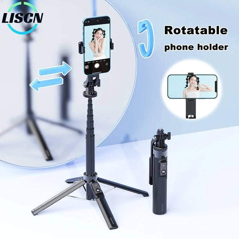 P130/P135 Selfie Stick 1.35m Extendable Four-Legged Stable Selfie Stick Rechargeable Wireless Remote for Live and Selfie