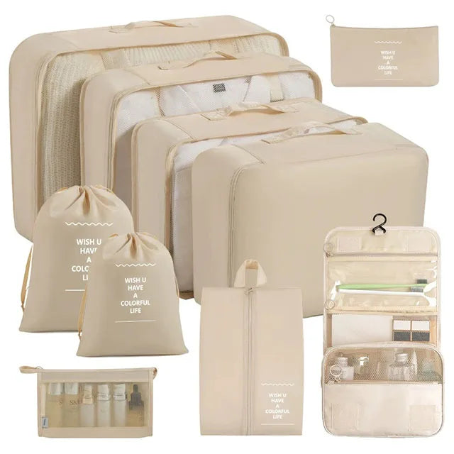 11Pcs Travel Packing Cubes Set Waterproof Luggage Organizer Drawstring Storage Bags for Clothes Shoes Underwear Cosmetic