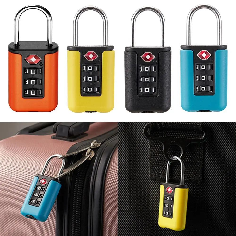 Portable Travel Security Tool Luggage Password Lock TSA Customs Code Lock 3 Digit Combination Lock Contrast Color Padlock