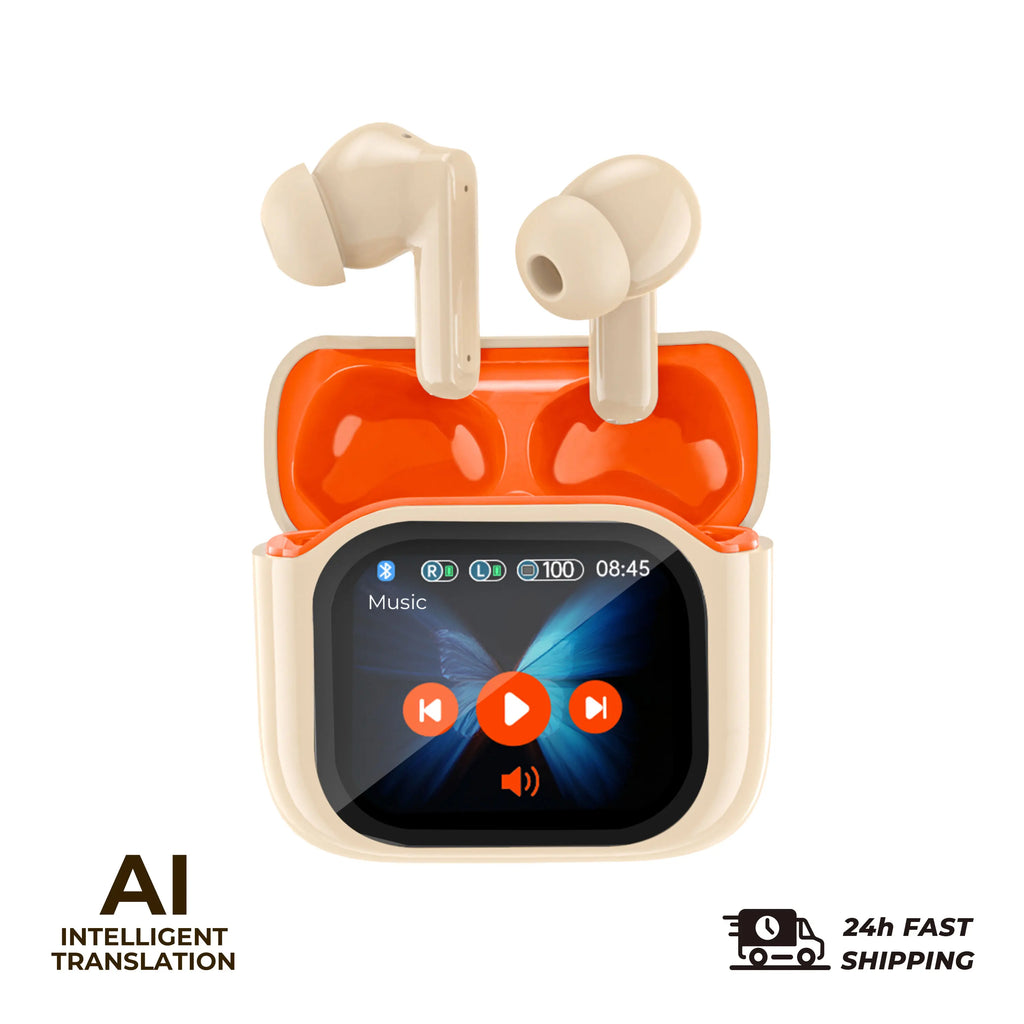 2PCS Touch Screen Translation Headphones 144 Languages Two-Way Real Time Translator Headsets Travel Business Bluetooth Earbuds