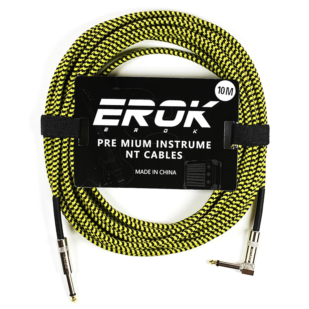 EROK 1.5/3/6/10M Guitar Audio Cables Anti-Noise Line 6.35mm Male to Male Colorful Braided Line Pedal Guitar Bass Universal Cable