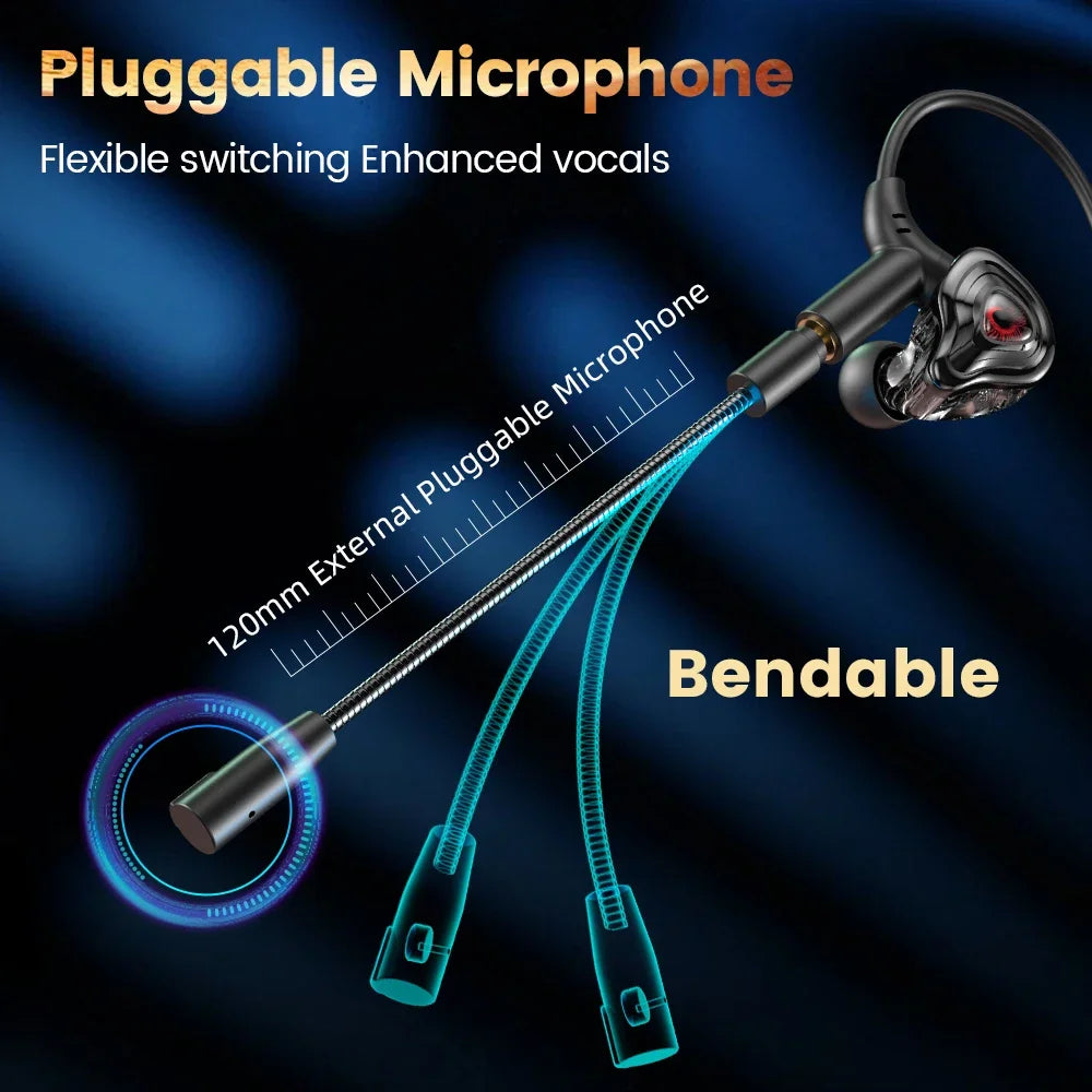 olaf 3.5mm Wired Earphones HiFi Stereo In Ear Headphones Noise Canceling Sport Gaming Headsets With HD Dual Microphones