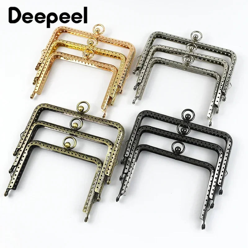 2/5Pcs Deepeel 11/12/13cm Embossed Metal Bag Handles Square Purse Frame Kiss Clasp wallet Brackets DIY Handmade Accessories