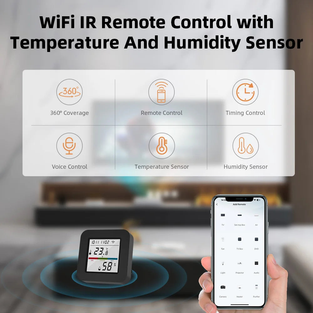 WIFI Tuya Smart Universal IR Remote With Temperature Humidity Sensor for Air Conditioner TV AC Works with Alexa Google Home