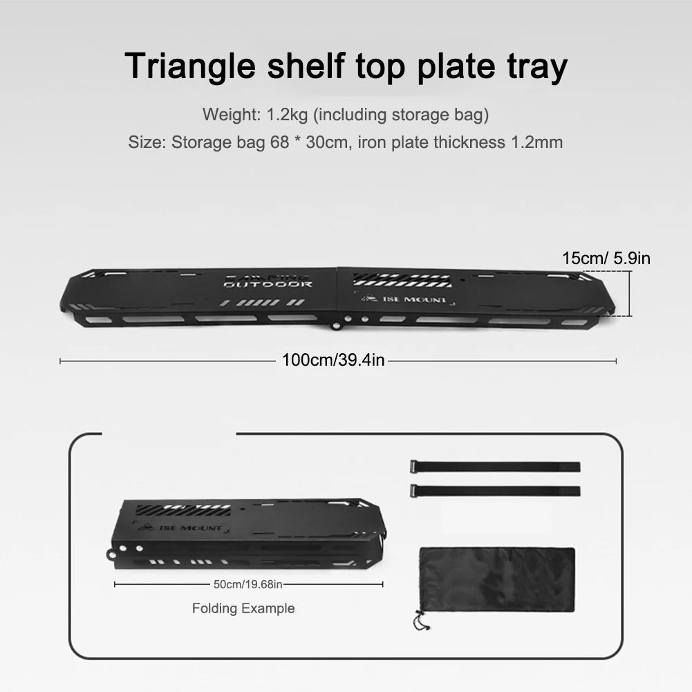 Folding Camping Hanging Rack Shelf Top Plate Aluminum Alloy Triangle Storage Hanger Picnic Cookware Pot Pan Hanging Rack S/L