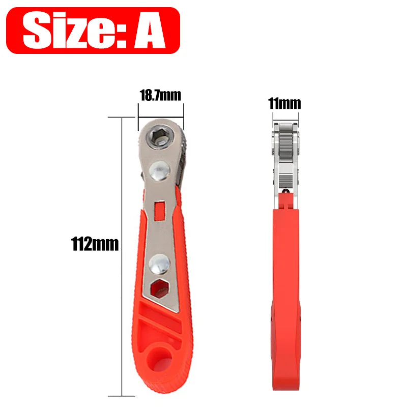 Stainless Steel Reversible Wrench Ratchet Screwdriver Bit Right Angle Manual Tools for Narrow Spaces Motorcycle Car Repair Kit