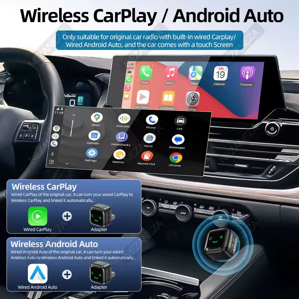 WOOBOOBOX Adapter CarPlay Android Auto Wireless Smart Box For Car With Wired CarPlay 2026 New Dongle Compatible with Benz MG