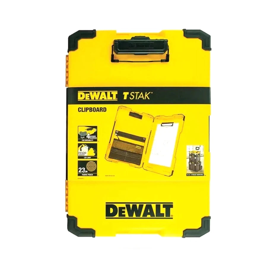 DEWALT DWST82732-1 TSTAK Clipboard Organiser LED Light Internal Pouch Metal Clip Portable Folder File Board Hand Tools