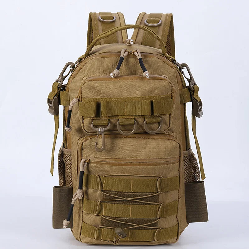 Fishing Lure Tactical Camping Backpack Outdoor Sports Bag Hiking Molle Tackle Bag with Rod Holder for Men Climbing Travel Bag