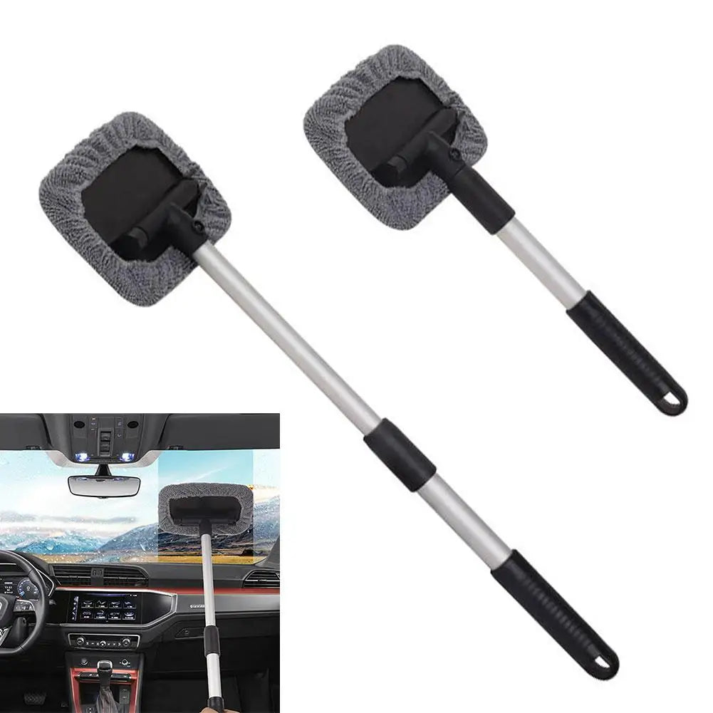 Car Windshield Cleaning Tool Set 2 Cleaning Towel Spray Bottle Telescopic Long Handle Defogging Brush Glass Clean Dust Remover