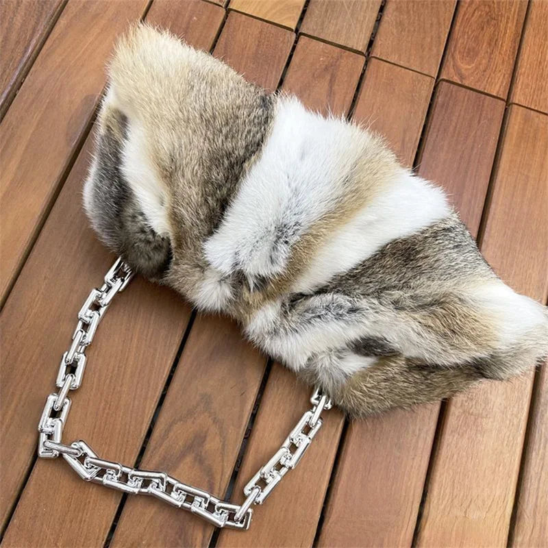 Luxury Mink Leather Bag Women's Retro Cloud Cross Bag Mobile Bag Design Clutch Clip Bag Fur 2022 New Winter Women's Handbag