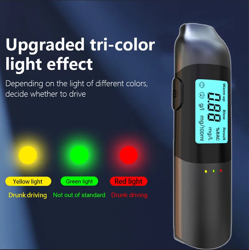 LCD Display Digital Alcohol Tester Professional Alcohol Detector Breath Rechargeable Breathalyzer Alcotester Drunk Driving Test