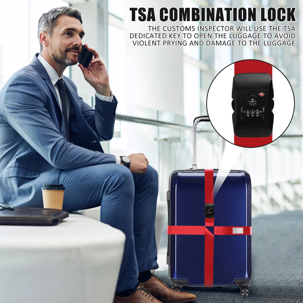 Anti-theft Luggage Buckle Cross Strap TSA Customs Lock Luggage Cross Belt Adjustable Packing Baggage Suitcase Belts Accessories