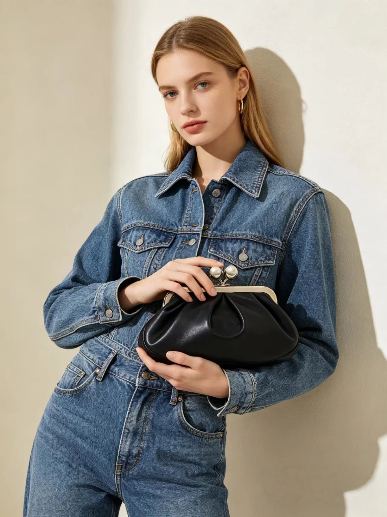 women kisslock clutch bag clasp pouch frame purse evening dinner party bag 2026 summer new microfibe leather shoulder bag