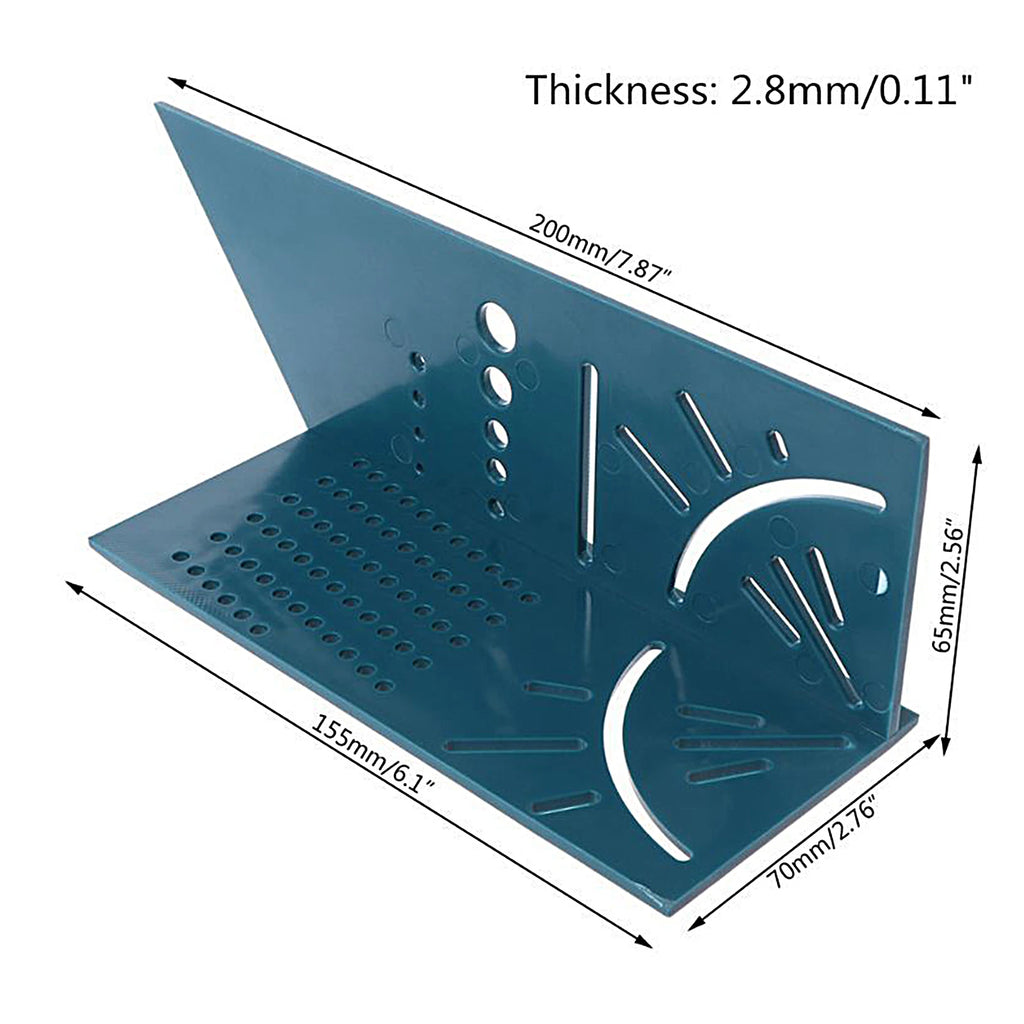 Premium Aluminum Alloy Woodworking Square Ruler - 3D Mitre Angle Measuring Template Tool - 45/90 Degree Carpenter's Layout Gauge