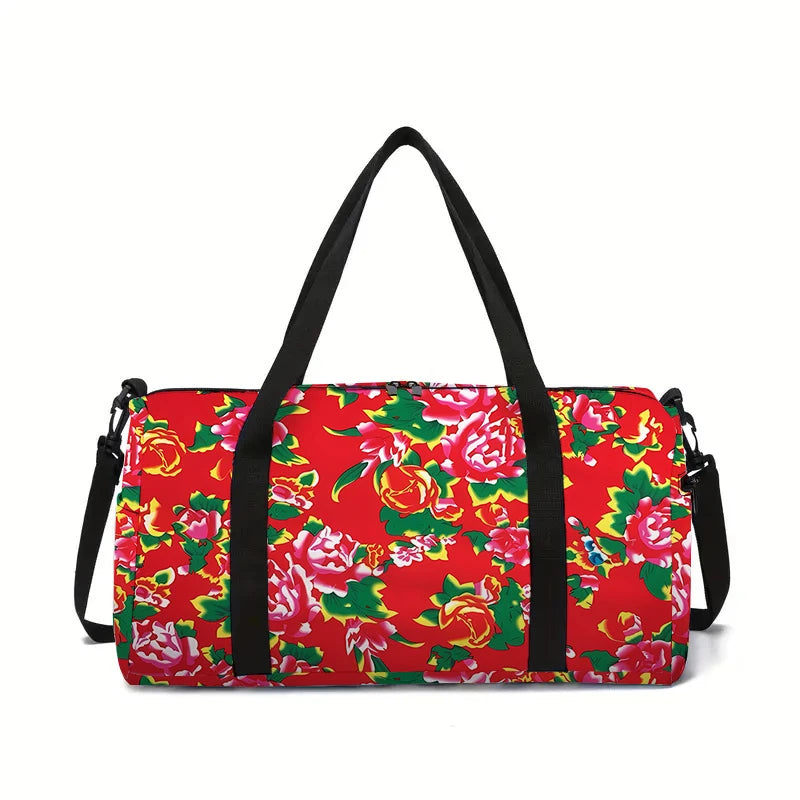 Forest Flowers Large Capacity Luggage Bag for Boy and Girls Best Gifts 2D Flat Cartoon Travel Duffels Hand Bag for Children