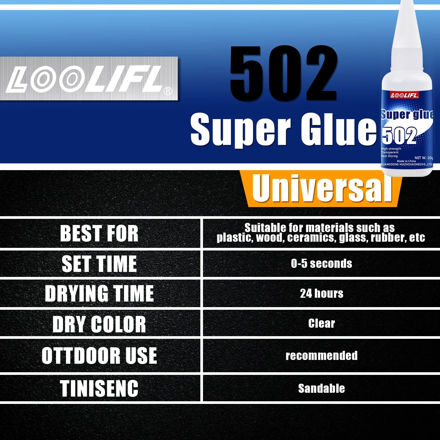 1-10Pcs Loolifl 502 Super Glue Cyanoacrylate Quick Dry Instant Strong Bond Adhesive for Home Office Industrial Repair Materials