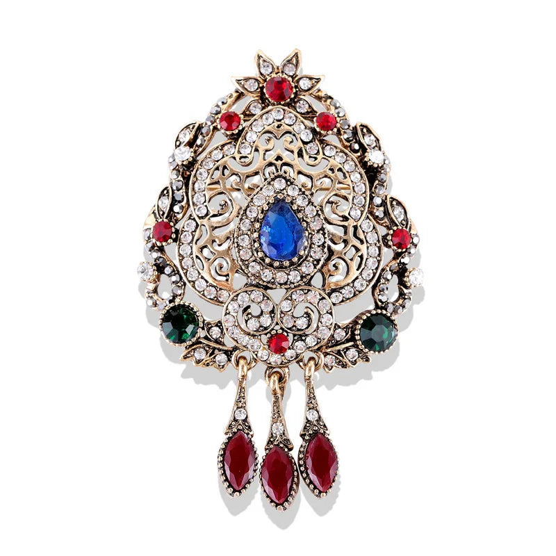 men's women's fashion crystal brooch retro metal baroque pin accessories