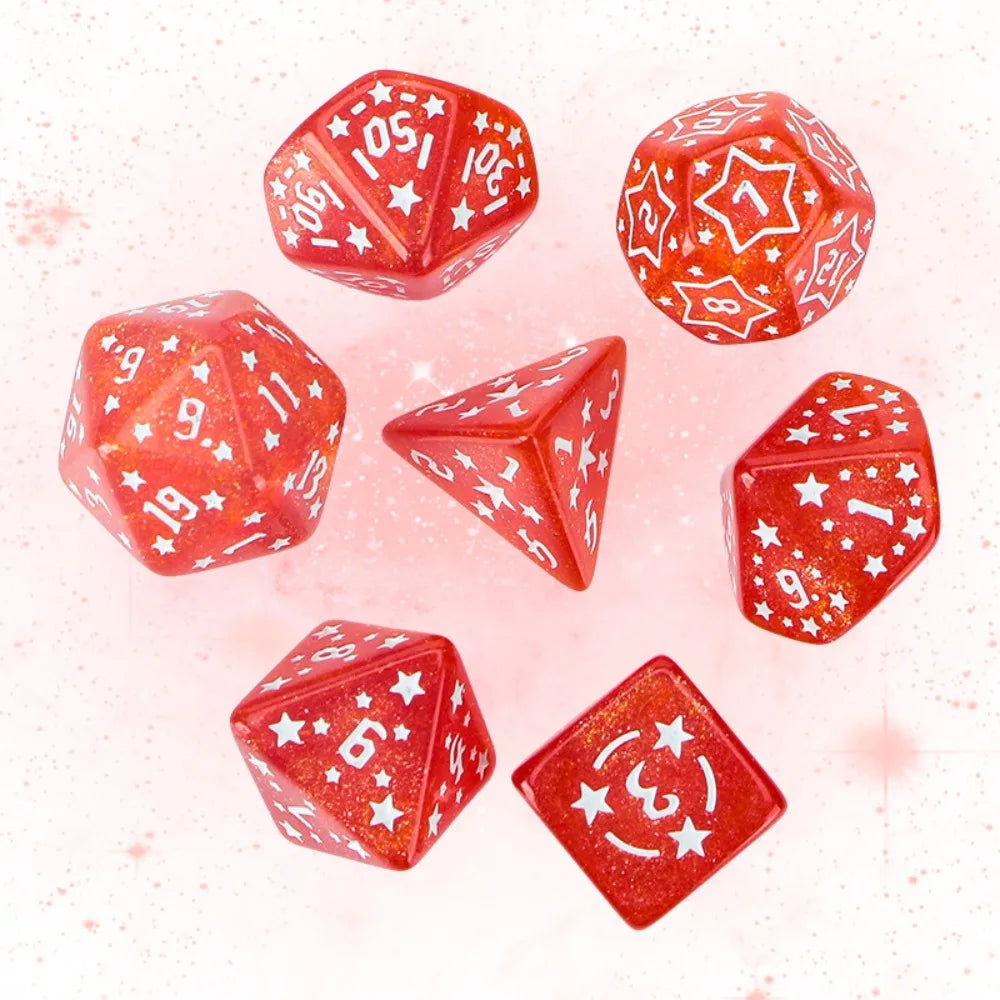 7PCS New Acrylic Star Dice Set 8 Colors D4 D6 D8 D10 D12 D20 Sharp Corner Dice Polyhedral Table Games Dice Gift