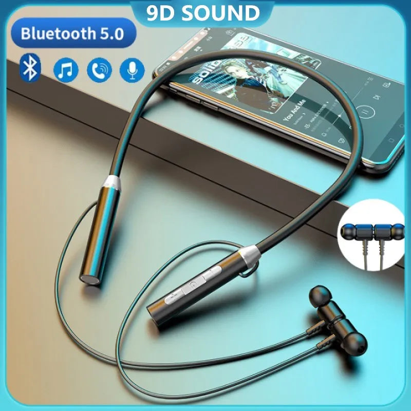 Wireless Headphones Bluetooth Neckband Magnetic Earphones Sport Running TWS Earbuds Waterproof Bluetooth 5.2 Headset With Mic