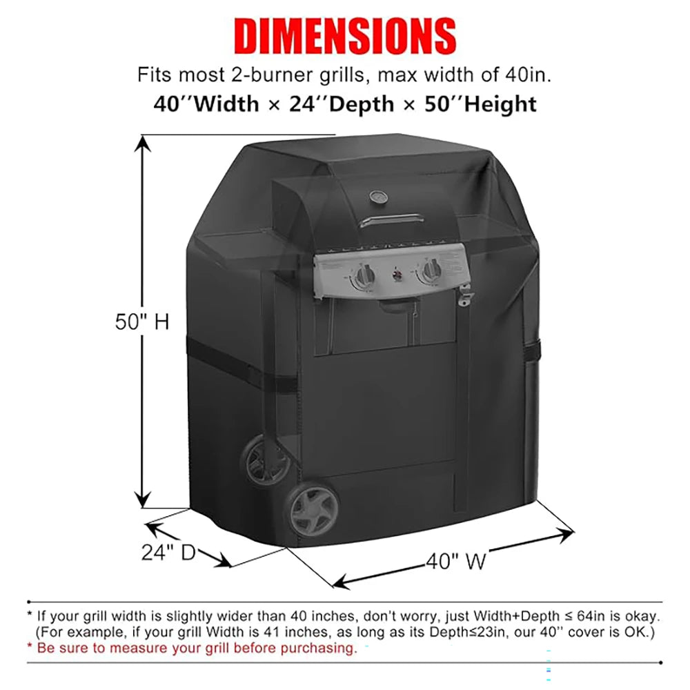 22-72 Inch BBQ Cover Waterproof Anti-UV, Fade Resistant Grill Cover with Hook-and-Loop Straps, Fits Most Gas Grills