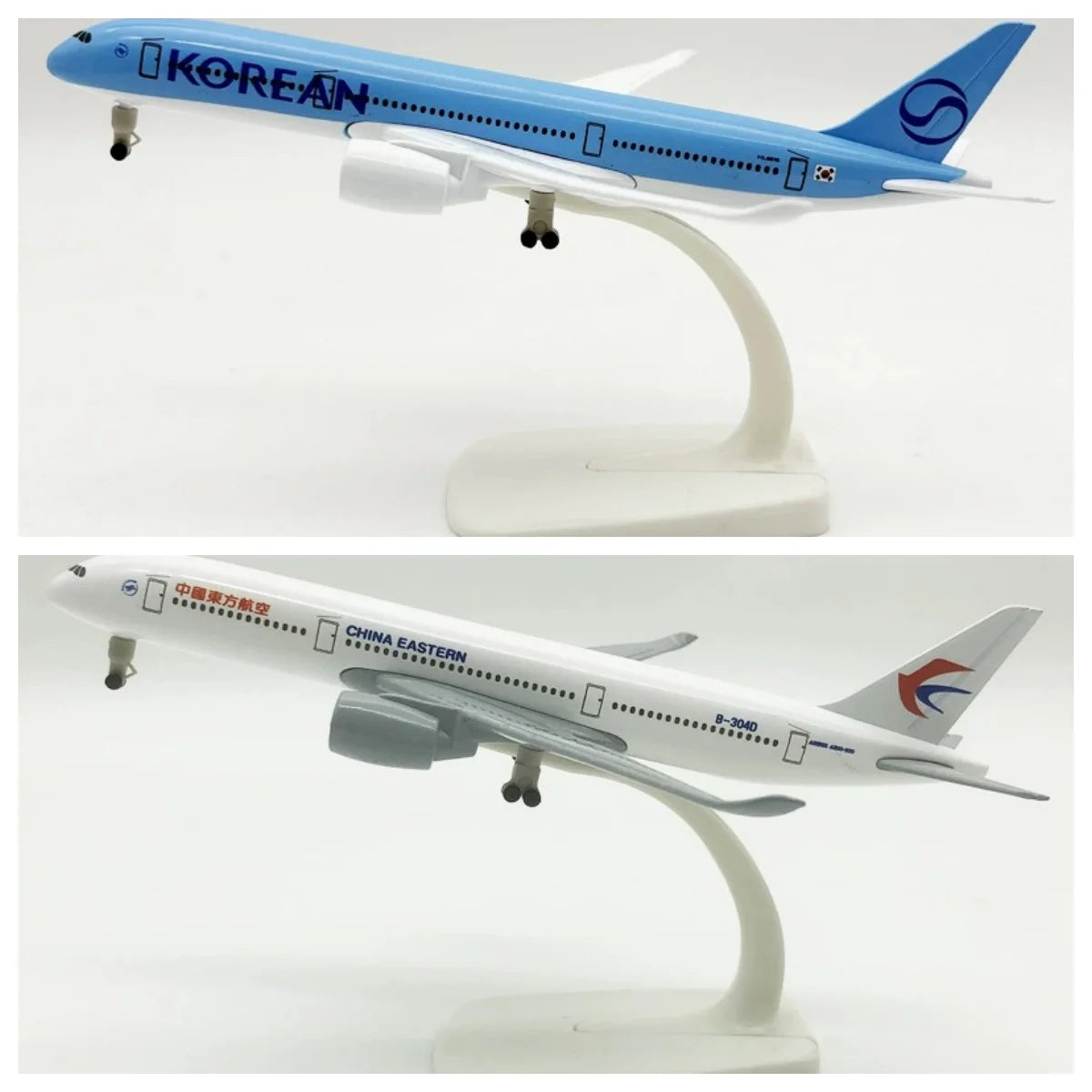 2pc 20cm Metal Model Airplanes A320 330 350 380 Aviation Diecast 1/300 Scale Aircraft For Adults Fun Souvenir With Wheels & Base