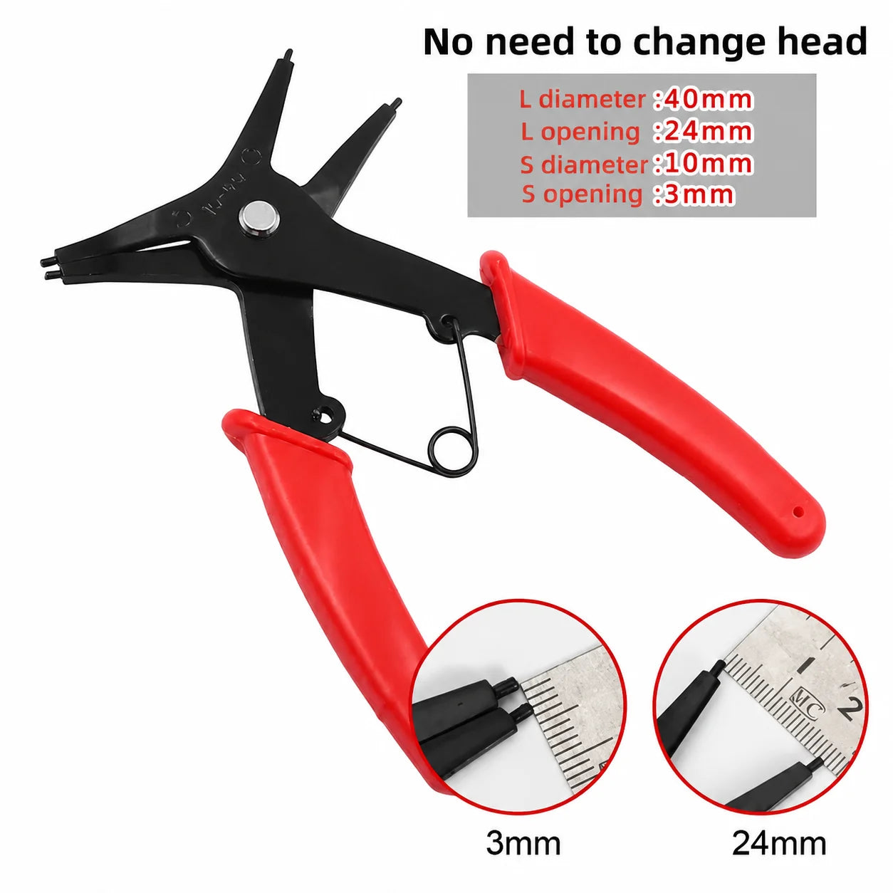 Circlip Pliers 2 in 1 Internal and External Dual Purpose Pliers External Spring Pliers Large Retaining Ring Removal Tool