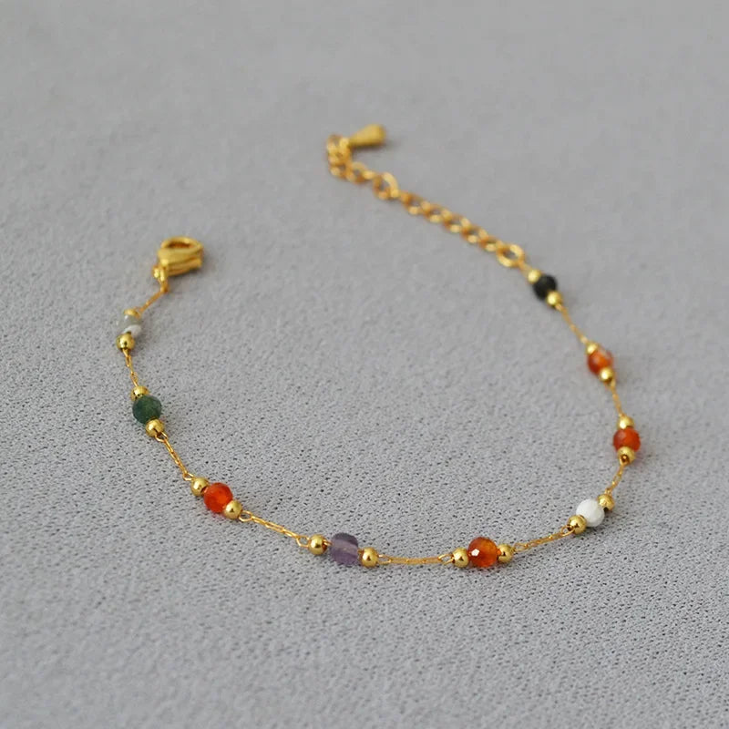 Stainless Steel Colorful Beads Bracelet For Women Gold Color Exquisite Vacation Style Wrist Chains Party Jewelry Gifts Wholesale