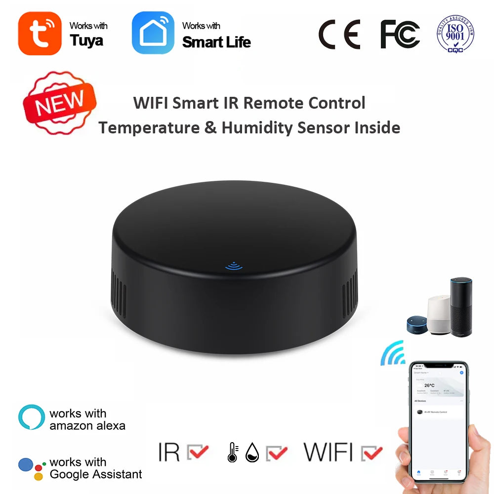 Tuya Smart Universal IR Remote With Temperature Humidity Sensor for Air Conditioner TV AC with/No Screen
