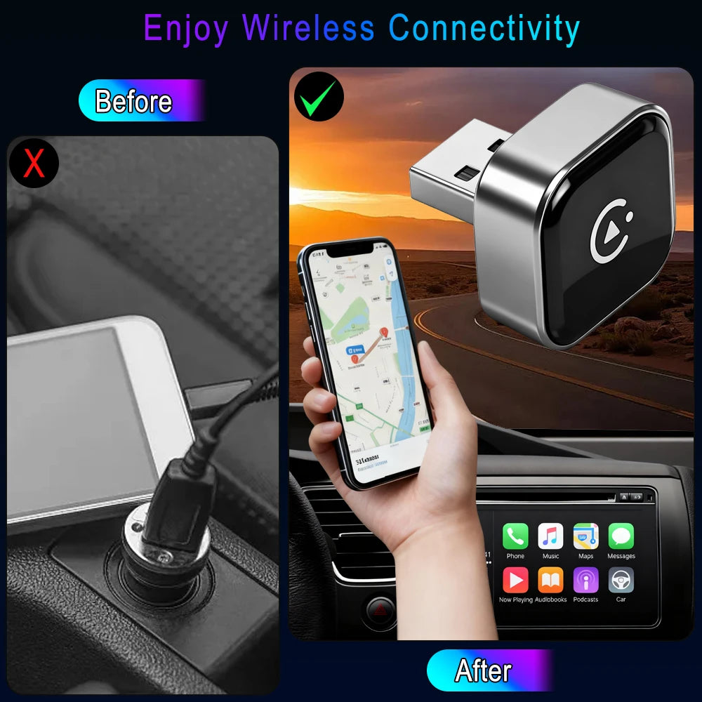 2 in 1 Wireless CarPlay For OEM Car USB Dongle Adapter&Android Auto Wireless Adapter only Built in Wired- Carplay Android Auto