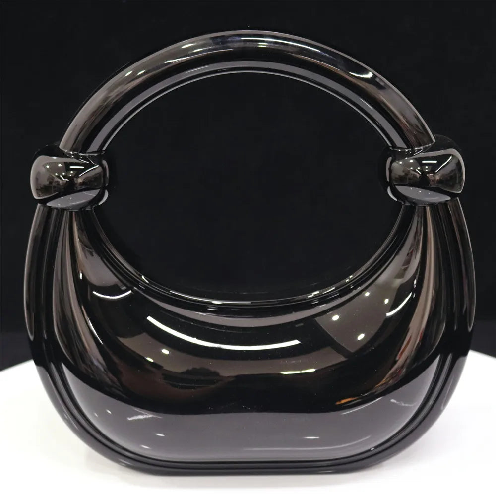 Luxury Designer Evening Clutch Acrylic Women Handbags Fashion Shoulder Bag Half Moon Wedding Purses Party Tote Ladies