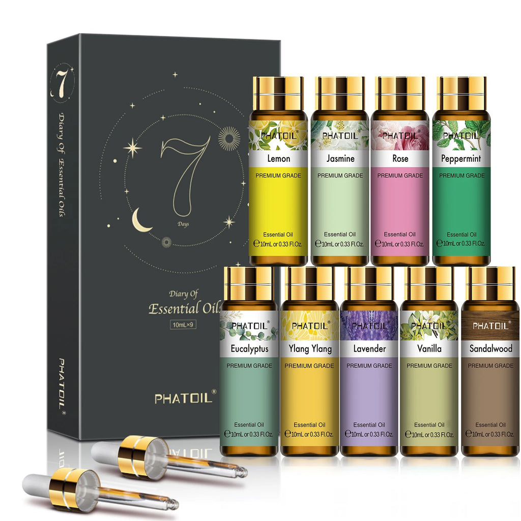 PHATOIL 1/9PCS Essential Oils Gift Set-10ml Pure Essential Oil For Diffuser Aromatherapy Candle Making Lavender Vanilla Oils