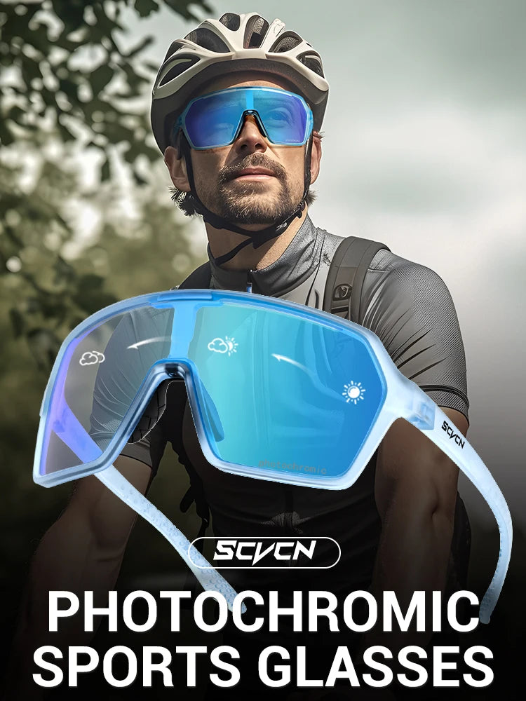 SCVCN Photochromic Hiking Cycling Glasses Outdoor Running Sunglasses Stylish Hiking Driving Glasses Casual Sports Sunglasses