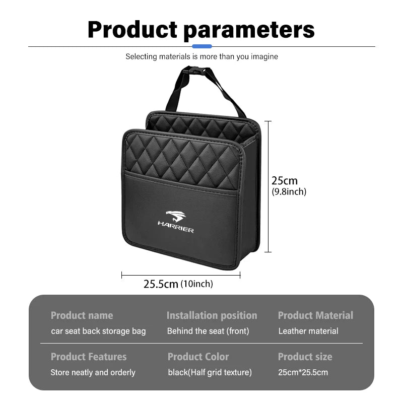 Car Seat Back Storage Leather Multifunction Storage Box For Toyota Harrier 30 60 80 XU30 XU60 XU80 2022 2023