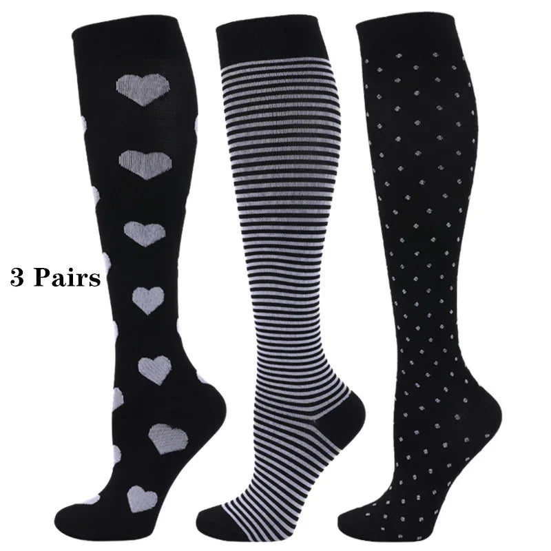 Unisex Compression Socks for Men and Women Medical Diabetes Varicose Veins Sports Socks for Running Cycling Travel Flight Yoga