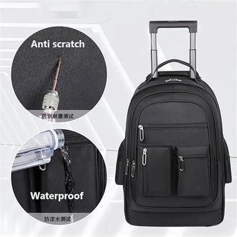 Large Capacity Travel Wheeled Backpack Wheels Hidden Pull Rod Waterproof Carry Luggage Weekend Travel Bag For Men Business Trip