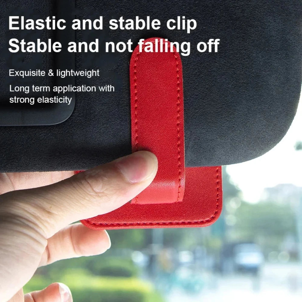 Car Sunglasses Holder Sun Visor Glasses Clip Multifunction Leather Eyeglasses Hanger Portable Ticket Card Clip Car Accessories