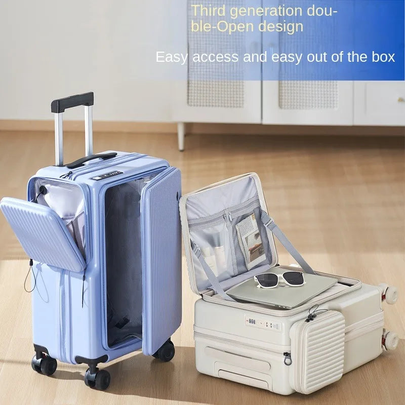 New Double-Opening Travel Suitcase 20 inch Carry-On Suitcase Expandable Multi-Functional Luggage Explosion-proof Zip 22-26 inch