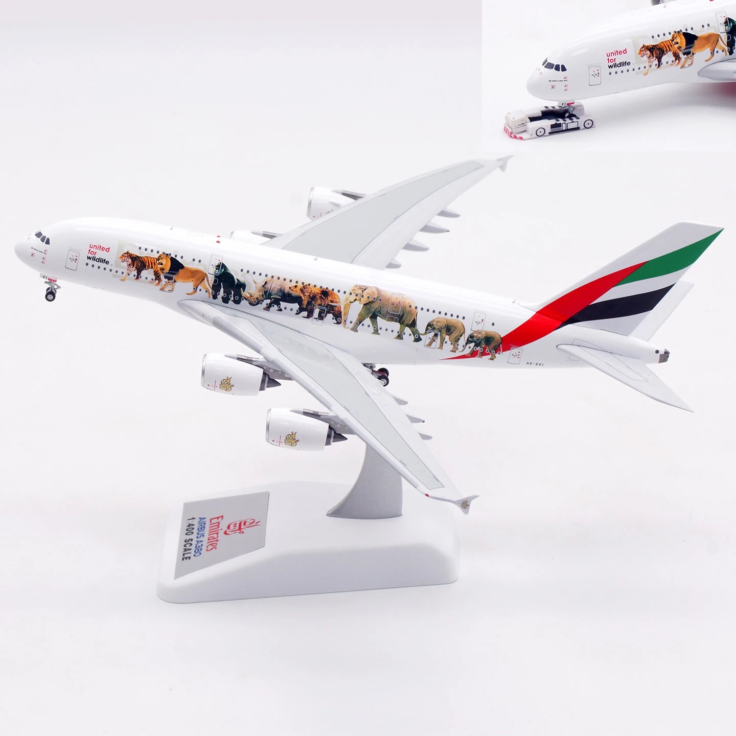 XB0011 Alloy Collectible Plane Gift Aviation 1:400 Emirates Airways Airbus A380 Diecast Aircraft Jet Model A6-EEI Tractor+Stand