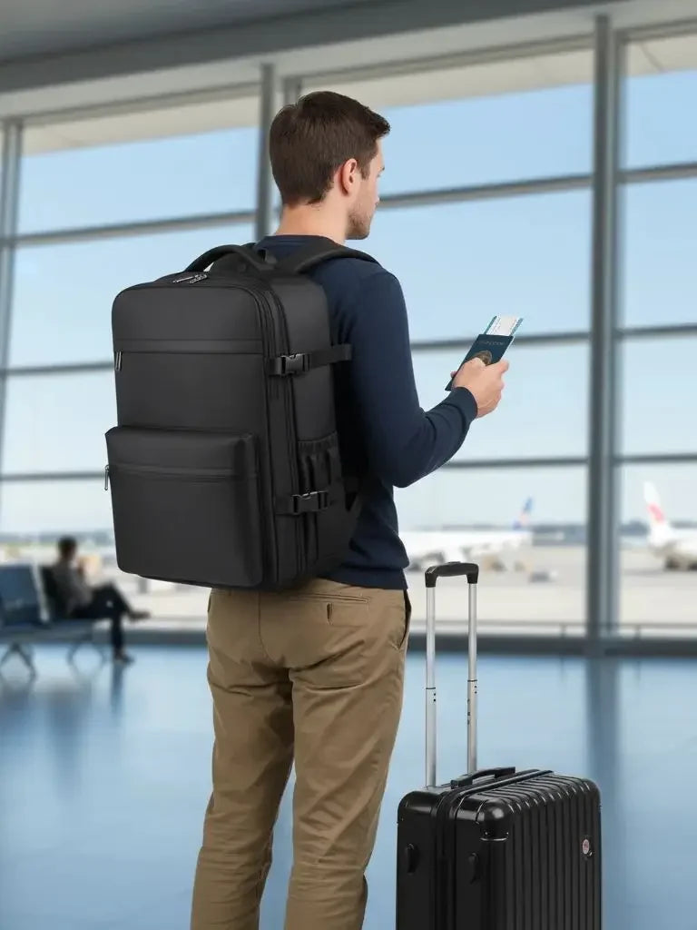 Large Capacity Vacuum Compression Backpack，30L Lightweight  Travel Backpack Water Resistant Laptop Bag for Outdoor Hiking