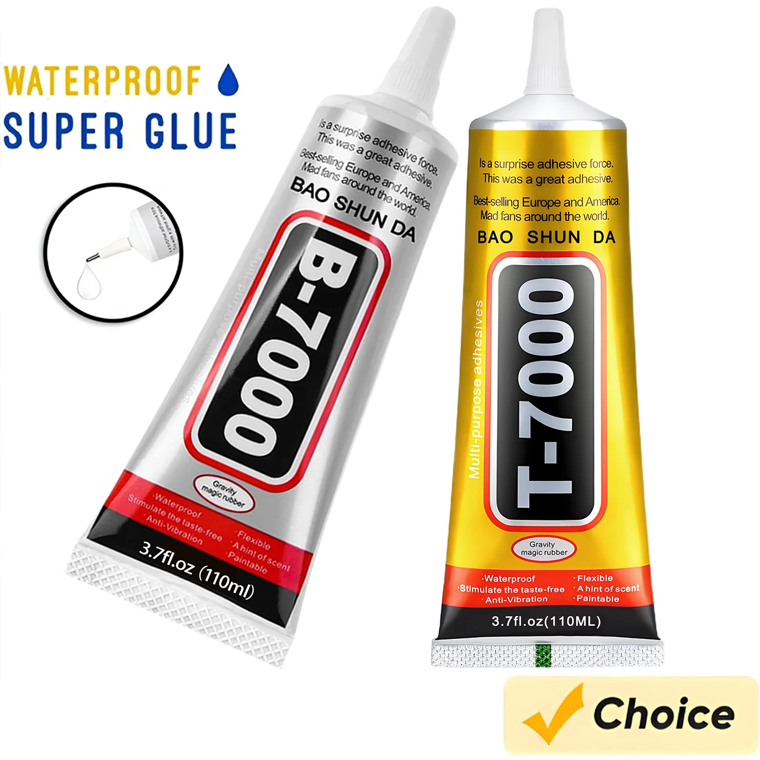 T7000 Black Soft Adhesive T-7000 Computer Touch Screen and mobile phones Touch Screen Repair Frame Anti-Vibrant Universal Glue Tablet Repair Sticker 15/25/50/110 ml, includes precision syringe.