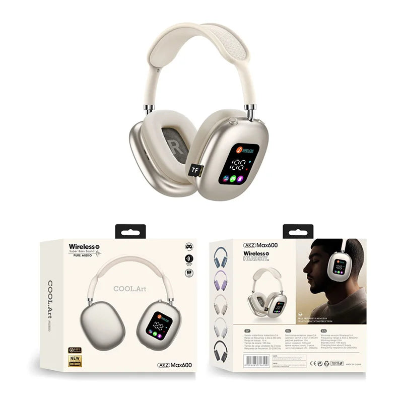 MAX600 Model New Wireless Active Noise Cancelling Headphones Hybrid Wireless Headphone With Touch Control LED Screen 2026 Hot