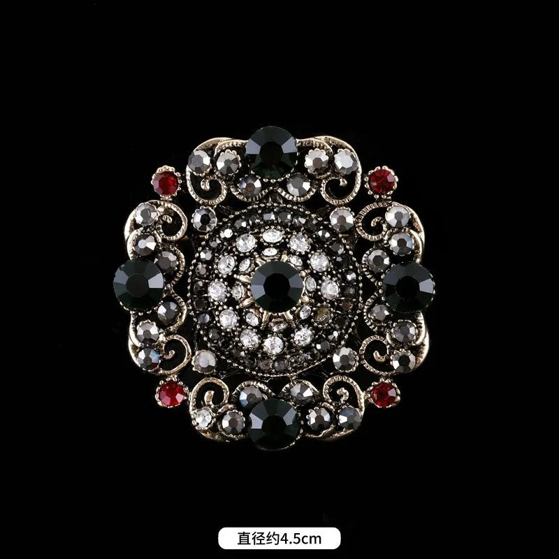 men's women's fashion crystal brooch retro metal baroque pin accessories