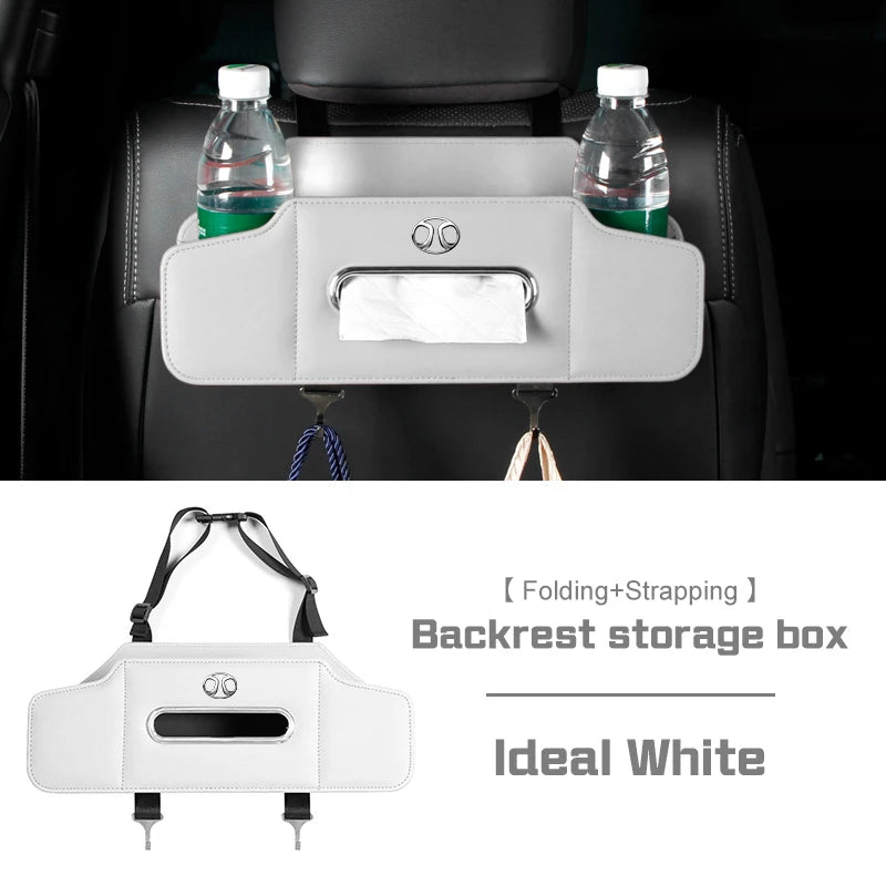 For BAIC X7 X35 X55 X65 X75 Beijing BJ20 EV5 BJ40 BJ80 D60 Car Seat Storage Box with Hook Leather Tissue Bag Drinks Cup Holder