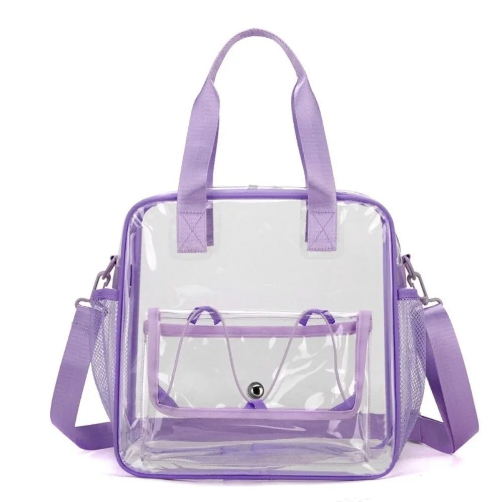Large Capacity Transparent Crossbody Bag Waterproof Lightweight Washing Storage Bag Single Shoulder Sports Tote Bag