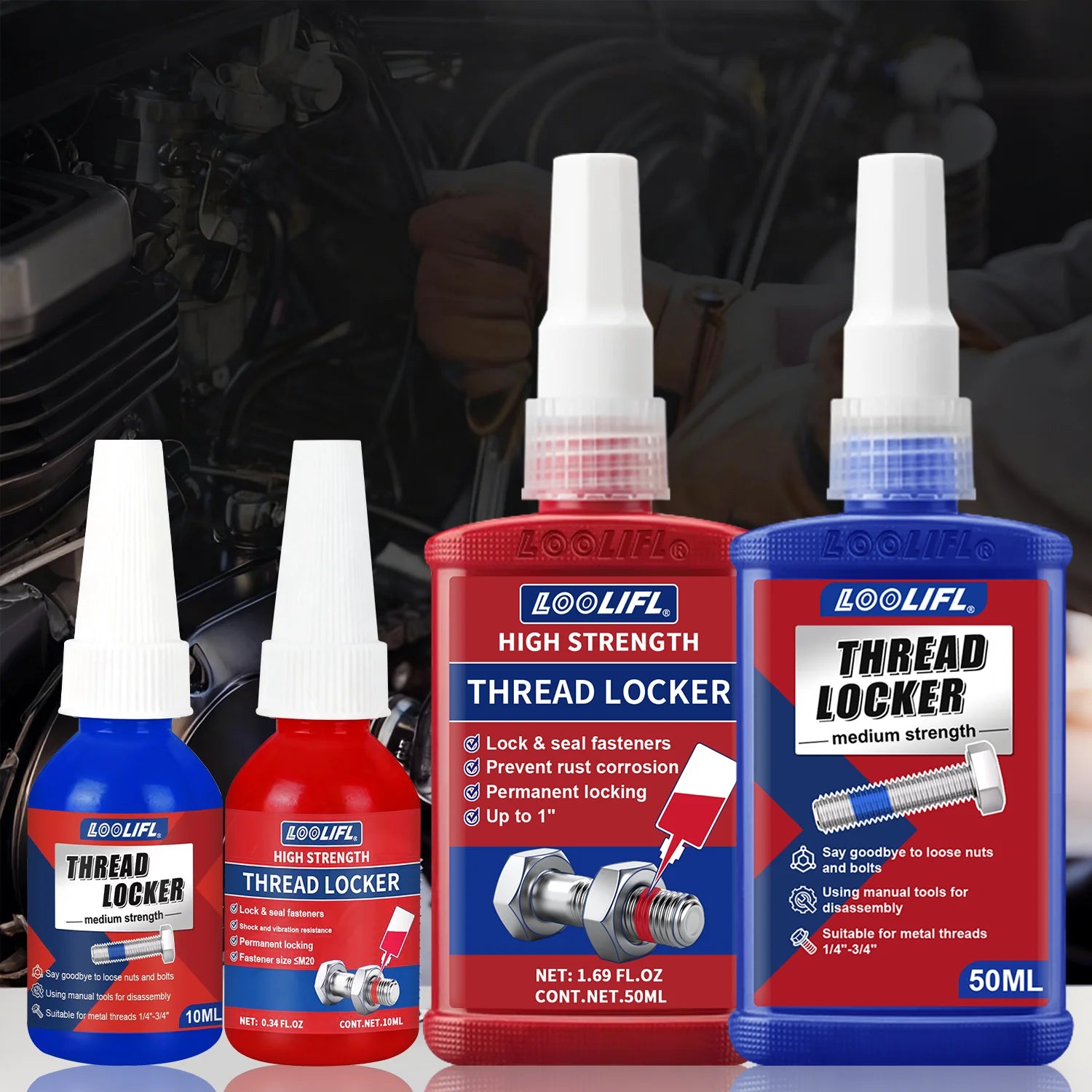 243 Blue Thread Locker Anaerobic Adhesive Removable Anti Vibration Screw Lock Glue for Motorcycle Bicycle Auto Metal Fastener