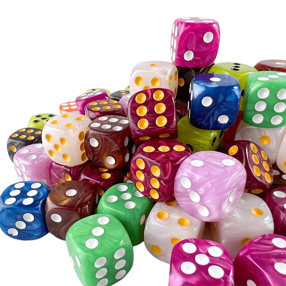 10Pcs Dice D6 16mm Gambling Dice Marble Effect Dots Dice Game Accessories and Gift